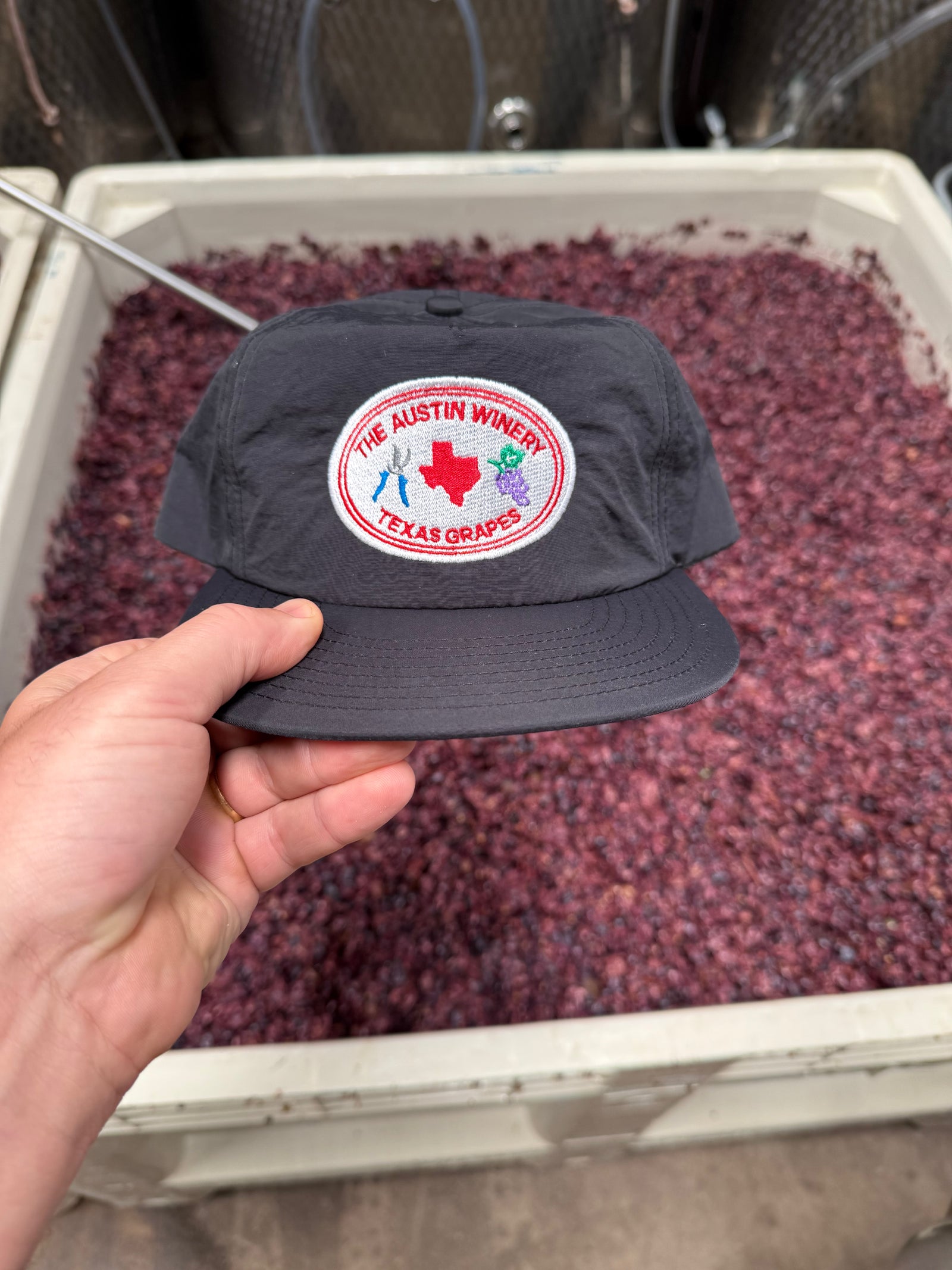 Black Nylon Field Trip Fruit Sticker Hat