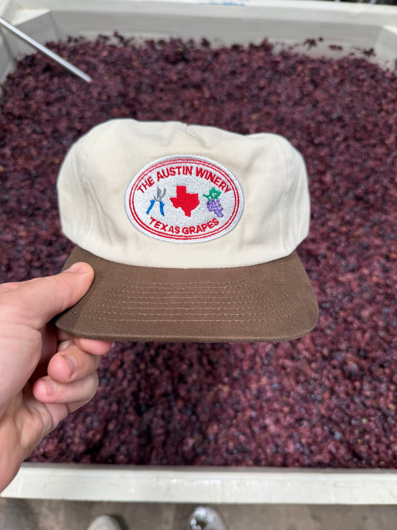 Brown Billed Field Trip Fruit Sticker Hat