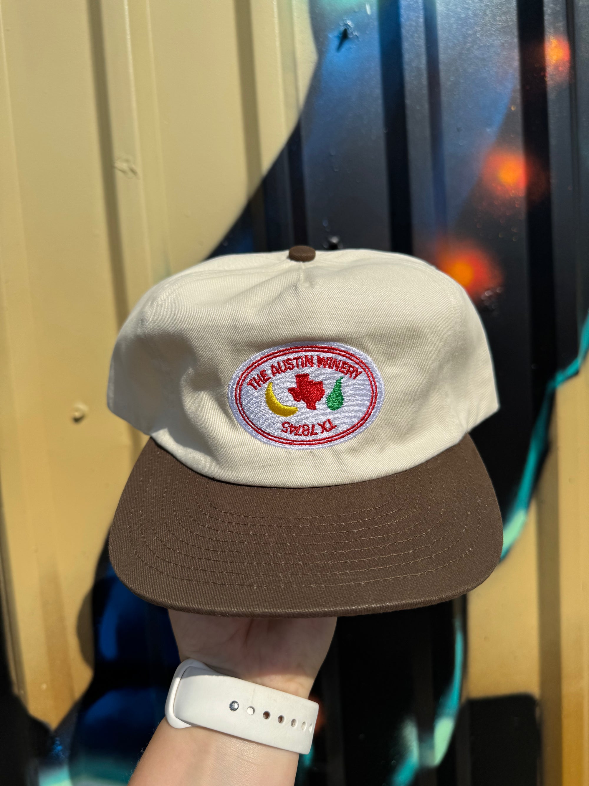 Brown Billed Field Trip Fruit Sticker Hat